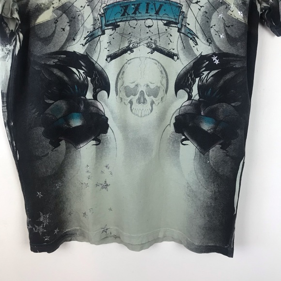 Remetee Affliction crystal skull graphic t shirt S - Picture 6 of 9